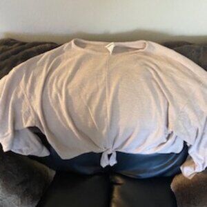 H&M Size XS tie long sleeve shirt - white/beige. Gently used